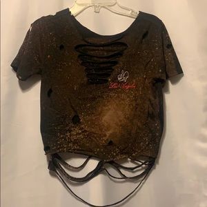 Distressed Graphic tee crop top